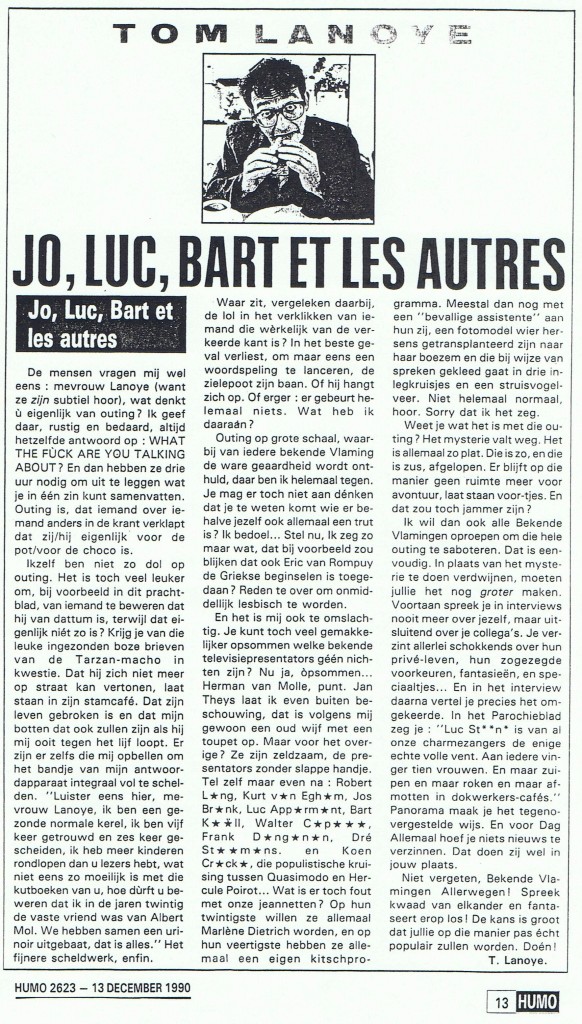 Jo Luc Bart et les autres_Tom Lanoye_Humo